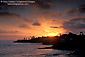 Sunset through summer fog along the coast at Laguna Beach Southern California