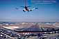 Airliner Jet Airplane on approach for landing on runway at Lindbergh Field, San Diego Int'l Airport, San Diego, California