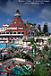 Hot tub pool and garden patio at the Hotel Del Coronado resort, Coronado Island, San Diego, California