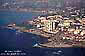 Aerial view of downtown La Jolla and Scripps Park, San Diego County Coast, California