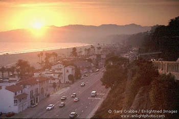 Sunset over the Pacific Coast Highway, Santa Monica, California