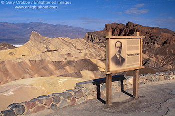Tourist information sign at Zabriskie Point Overlook, Death Valley National Park, California; Stock Photo image picture photo Phograph art decor print wall mural gallery