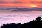 Sunset and fog over San Francisco Bay, from the Berkeley Hills, Alameda County, California