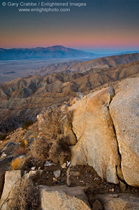 Dawn over San Jacinto Mountains, Palm Springs, and the Coachella Valley, from Keys View, Joshua Tree National Park, California