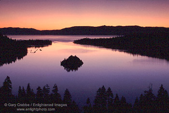 Sunrise over Emerald Bay and Lake Tahoe, California