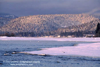 Winter sunrise along the North Shore at Kings Beach, Lake Tahoe, California