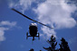 Helicopter landing at Greenwood Ridge Vineyards, near Philo, Mendocino County, California