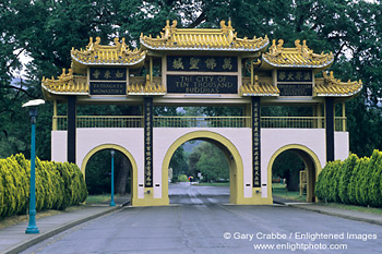 Entrance Gate, City of 10,000 Buddhas, Talmadge, near Ukiah, Mendocino County, California