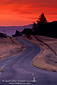Twisting curves of Orr Springs Road at sunrise near Ukiah, Mendocino County, California