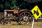 Tractor and tractor crossing road sign Ukiah, Mendocino County, California