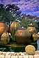 Ancient greek roman style wine jugs in fountain at Kuleto Estate Winery, Napa County, California