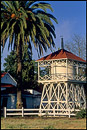 Photo: Rustic wooden water storage tank tower on homestead, Los Olivos, Santa Barbara County, California