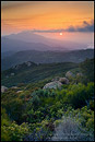 Photo: Sunset over Santa Ynez Peak, and the distant Lake Cachuma, from the Santa Ynez Mountains, near Santa Barbara, California