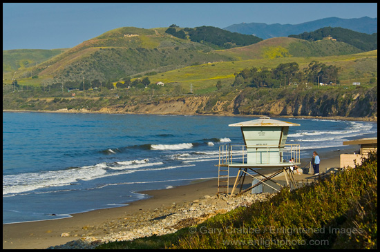 Coastal green hills in spring from El Capitan State Beach, near Santa Barbara, California