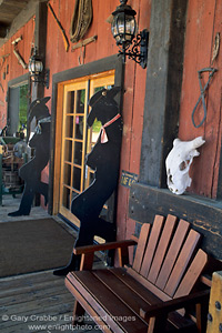 Rustic western decor at entrance to Tobin James Cellars, Paso Robles, San Luis Obispo County, California