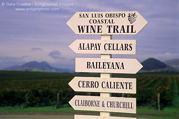 SLO Coastal Wine Trail Signs, Edna Valley, near San Luis Obispo, San Luis Obispo County, California