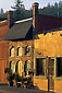 Sunrise light on old buildings in downtown Geyserville, Alexander Valley, Sonoma County, California