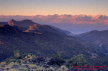 The slope of the Eastern Sierra at dawn as seen from the White Mountains, across the Owens Valley, California