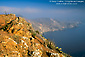 Picture: Rugged coastal cliffs rise above the Pacific Ocean near Catalina Harbor, Catalina Island, California