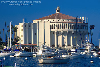 Picture: The Casino Building and boats in Avalon Harbor, Avalon, Catalina Island, California