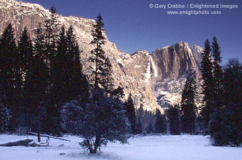 Yoemite Falls in winter, Yosemite Valley, Yosemite National Park, California