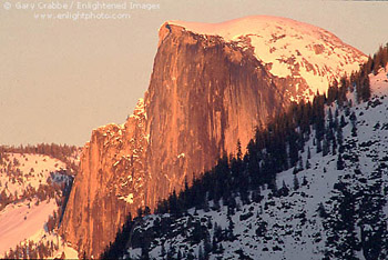 Half Dome at sunset in winter, from Yosemite Valley, Yosemite National Park, California