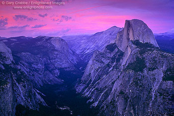 Pastel sky over Half Dome and Tenaya Canyon from Glacier Point, Yosemite National Park, California