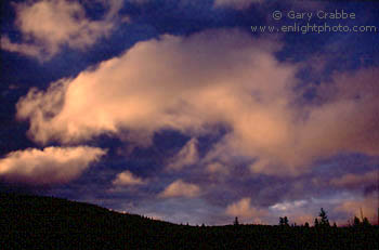 Stormy sunrise light on nimbostratus clouds