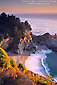 Sunset light on waterfall along the Big Sur coast, Monterey County, California