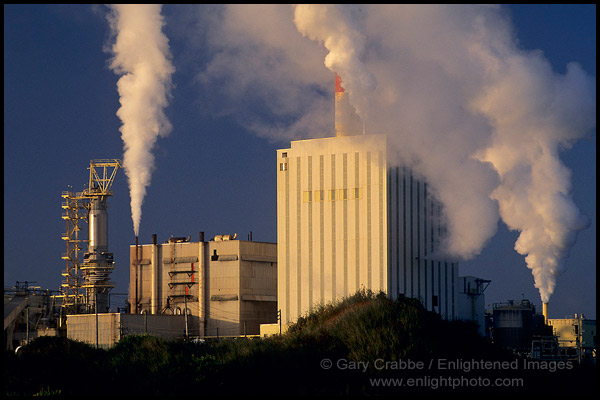 Photo: Pulp Mill and steam clouds at sunrise near Manila, Samoa Peninsula, Humboldt County, CALIFORNIA