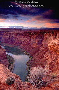 Storm clouds over the Colorado River canyon at sunset, near Page, Arizona