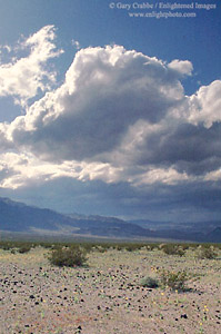 Clouds gathering over the high desert floor near Death Valley, California