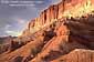Sunset light on red rock cliffs, Capitol Reef National Park, Southern Utah