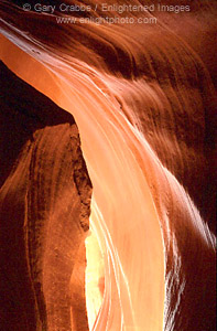 Sunlight through sandstone slot canyon, near Page, Arizona