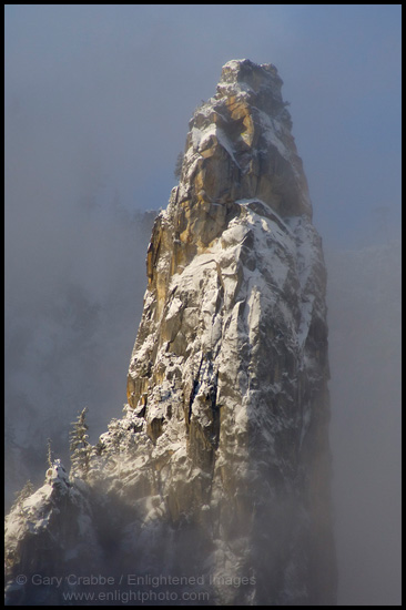 Picture: Clearing winter storm clouds and Cathedral Spire, Yosemite National Park, California