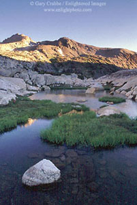 Alpine tarn and lakelet near Sheep Ridge, Nine Lakes Basin, Hoover Wilderness, Eastern Sierra, California