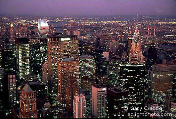 Evening twilight over New York City, New York