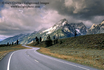 Road below Mountains, Grand Tetons