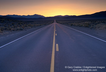 Photo: Sunset over Highway 50 in the middle of the Nevada Desert