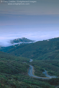 Photo: Twisting road above the fog in the Santa Monica Mountains, above Malibu, California