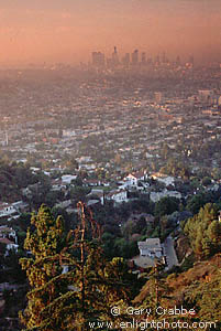 Sunrise light over downtown Los Angeles, southern California