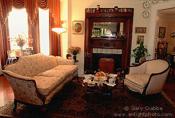 Living room scene in victorian Bed and Breakfast Inn, Calistoga, Napa Valley Wine Counrty, California