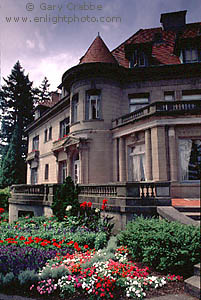 Pittock Mansion and garden detail, Portland, Oregon