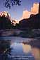 Sunrise light on the Patriarchs over the Virgin River, Zion Canyon, Zion National Park, Utah