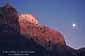 Evening moonrise over the East Temple, from entrance of Zion Canyon, Zion National Park, Utah