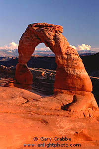 Sunset light on Delicate Arch, Arches National Park, Utah