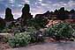 Morning rain storm clearing over red rocks of Arches National Park, Utah