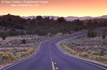 Sunset over scenic byway in the Grand Staircase - Escalante National Monument, Utah