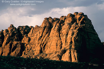 Image: Sunset light on red sandstone cliffs, Snow Canyon State Park, near St. George, Utah's Dixie, Utah