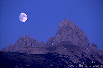 Moonrise over the Grand Teton, Grand Teton National Park, Wyoming